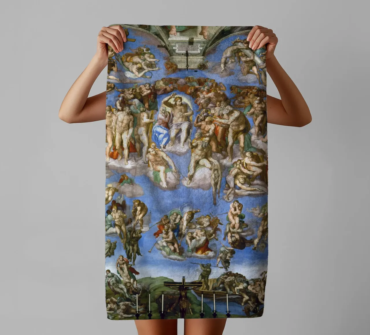 Michelangelo - Il Giudizio Universale asciugamano da bagno da Timeless Artworks