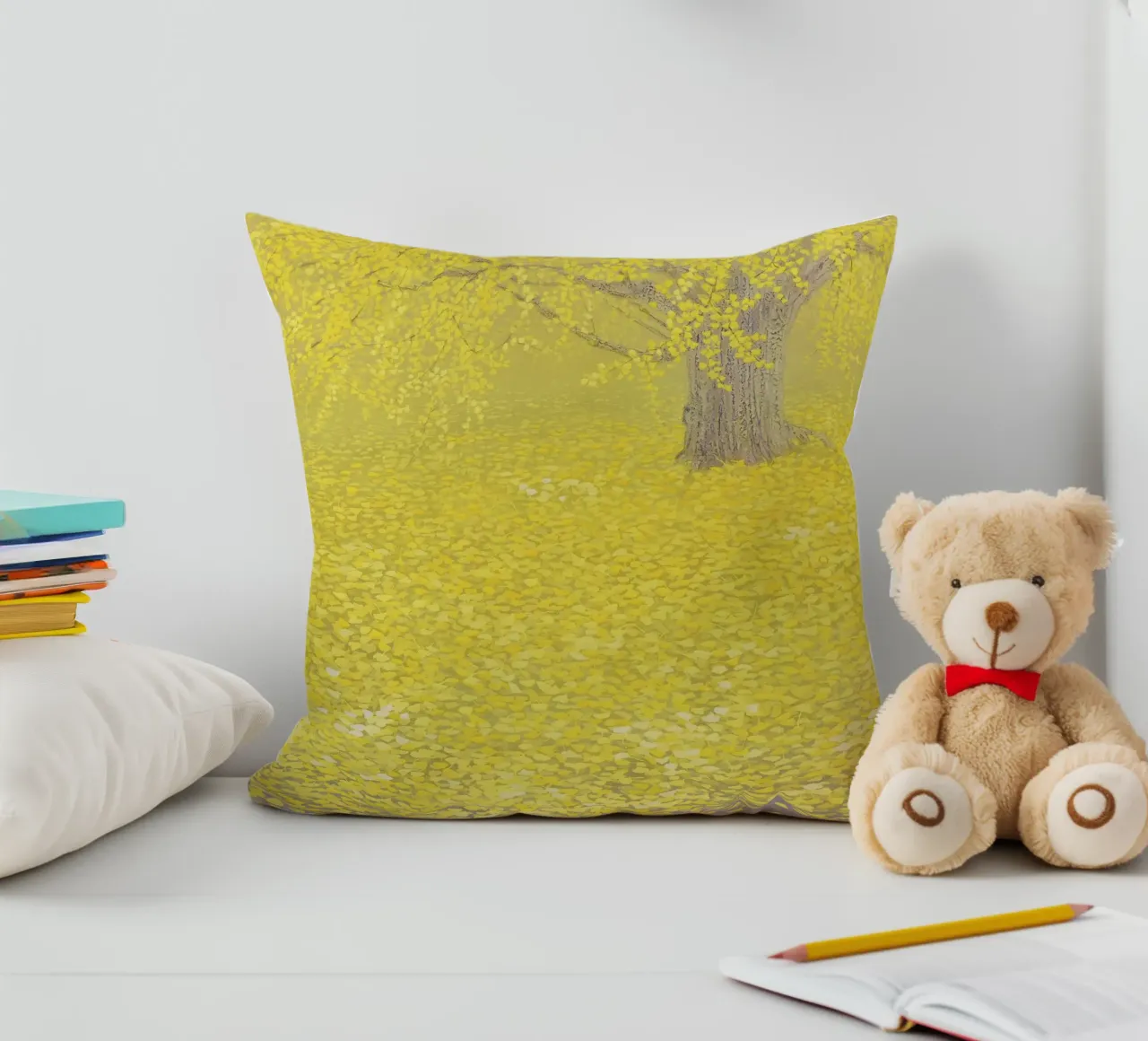 Reverberation of Yellow decorative cushion by Noji-Mikiko