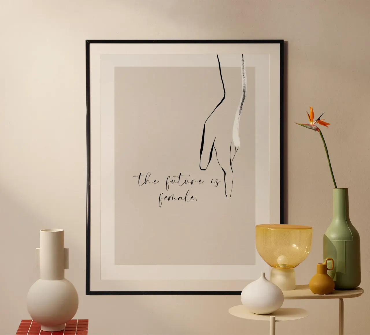 The Future Is Female No 2 poster con telaio in plastica da treechild