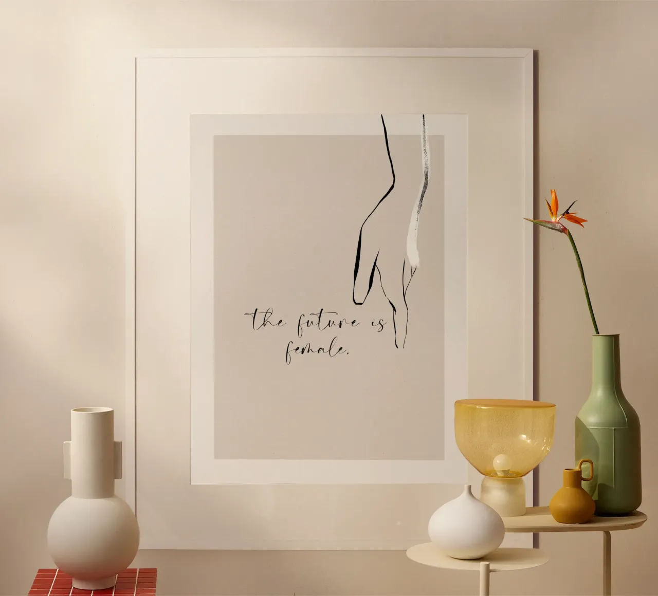 The Future Is Female No 2 poster con telaio in plastica da treechild