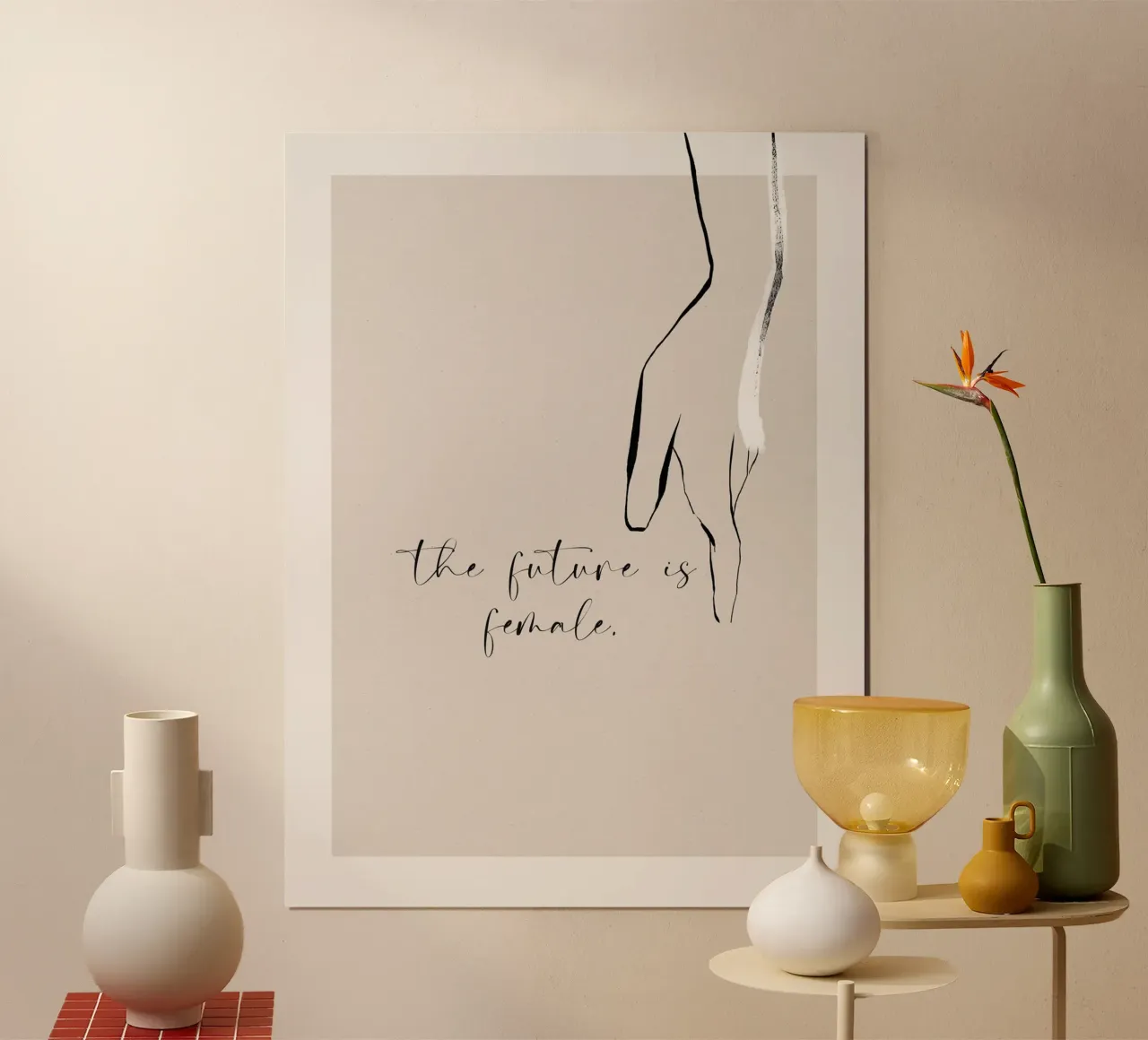The Future Is Female No 2 poster con telaio in plastica da treechild