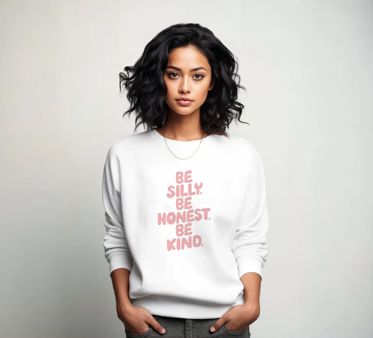 Be Silly Be Honest Be Kind Tipografia di design rosa e blu felpa da THE MOTIVATED TYPE