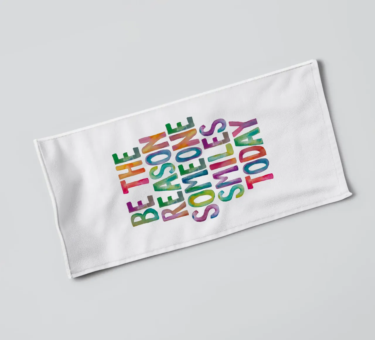 Be The Reason Someone Smiles Today Rainbow Typography towel by THE MOTIVATED TYPE