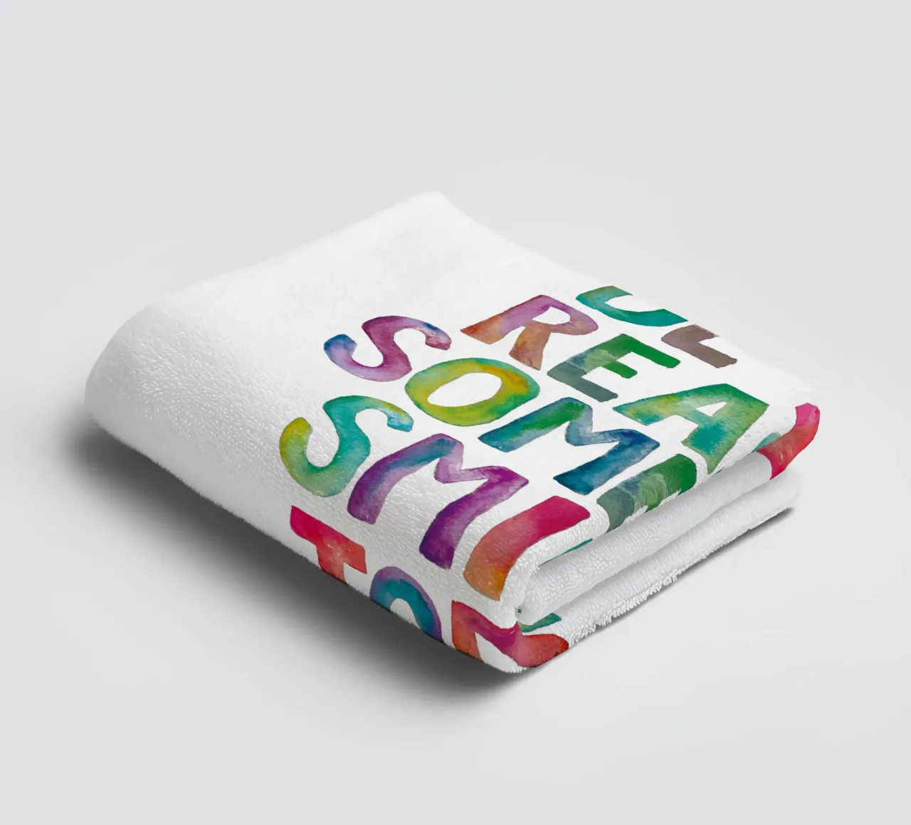 Be The Reason Someone Smiles Today Rainbow Typography towel by THE MOTIVATED TYPE