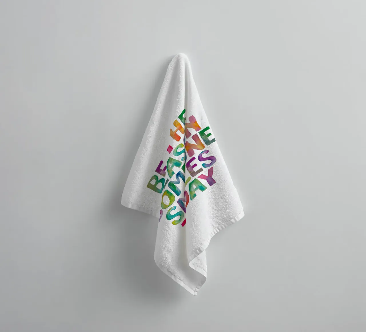 Be The Reason Someone Smiles Today Rainbow Typography towel by THE MOTIVATED TYPE