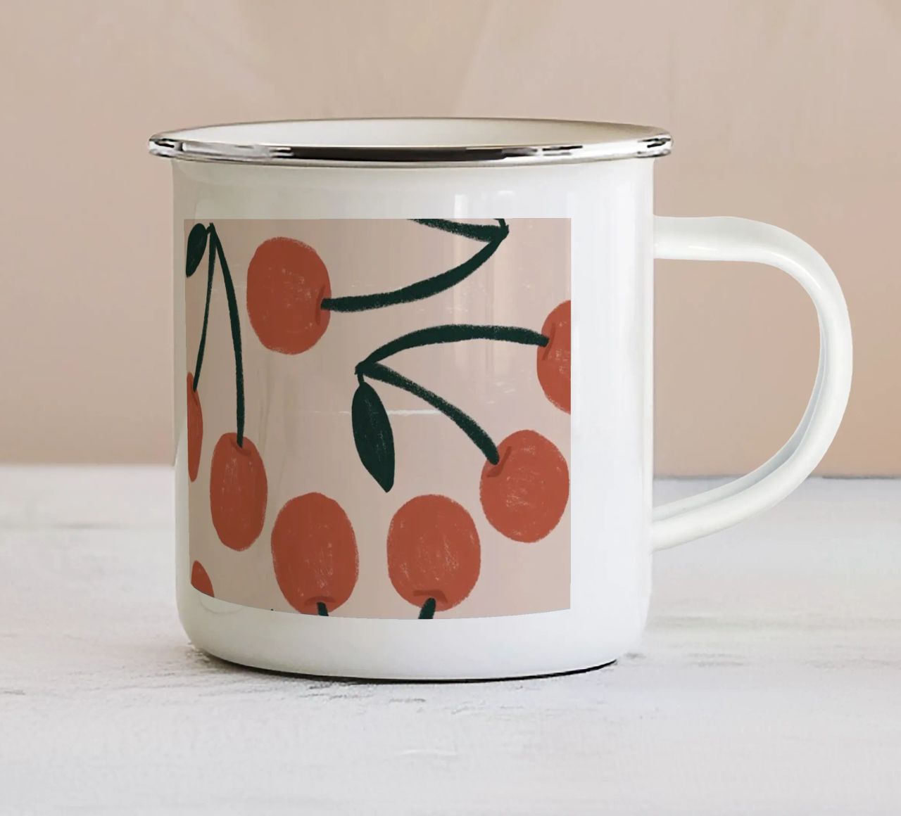 Red Cherries tazza in smalto da Menina Lisboa