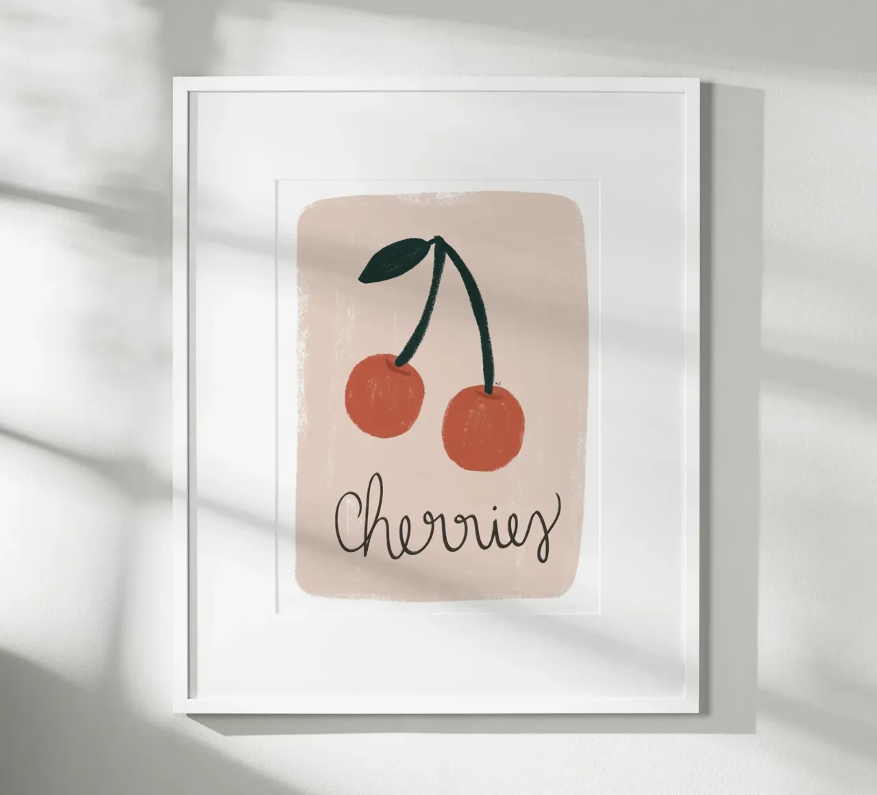 Red Cherries Poster mit Aluminium Rahmen von Menina Lisboa
