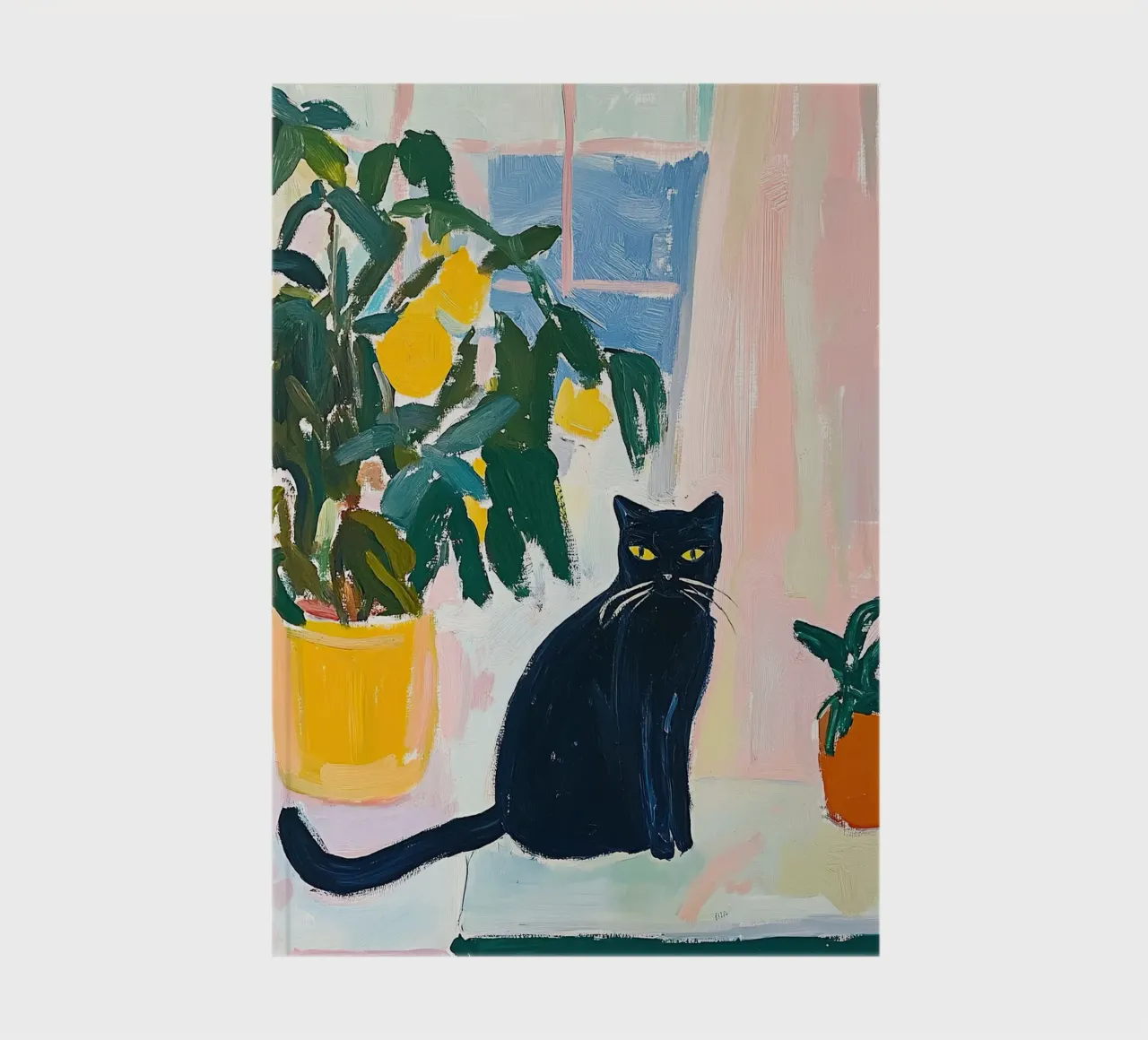 Cat black Fauvism inspired by Matisse notebook by Euphoria Theresa