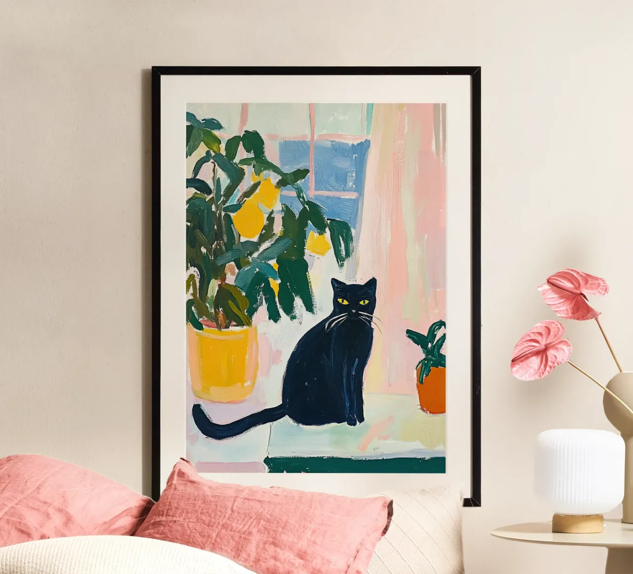 Gatto nero Fauvismo ispirato a Matisse carta hahnemühle da Euphoria Theresa
