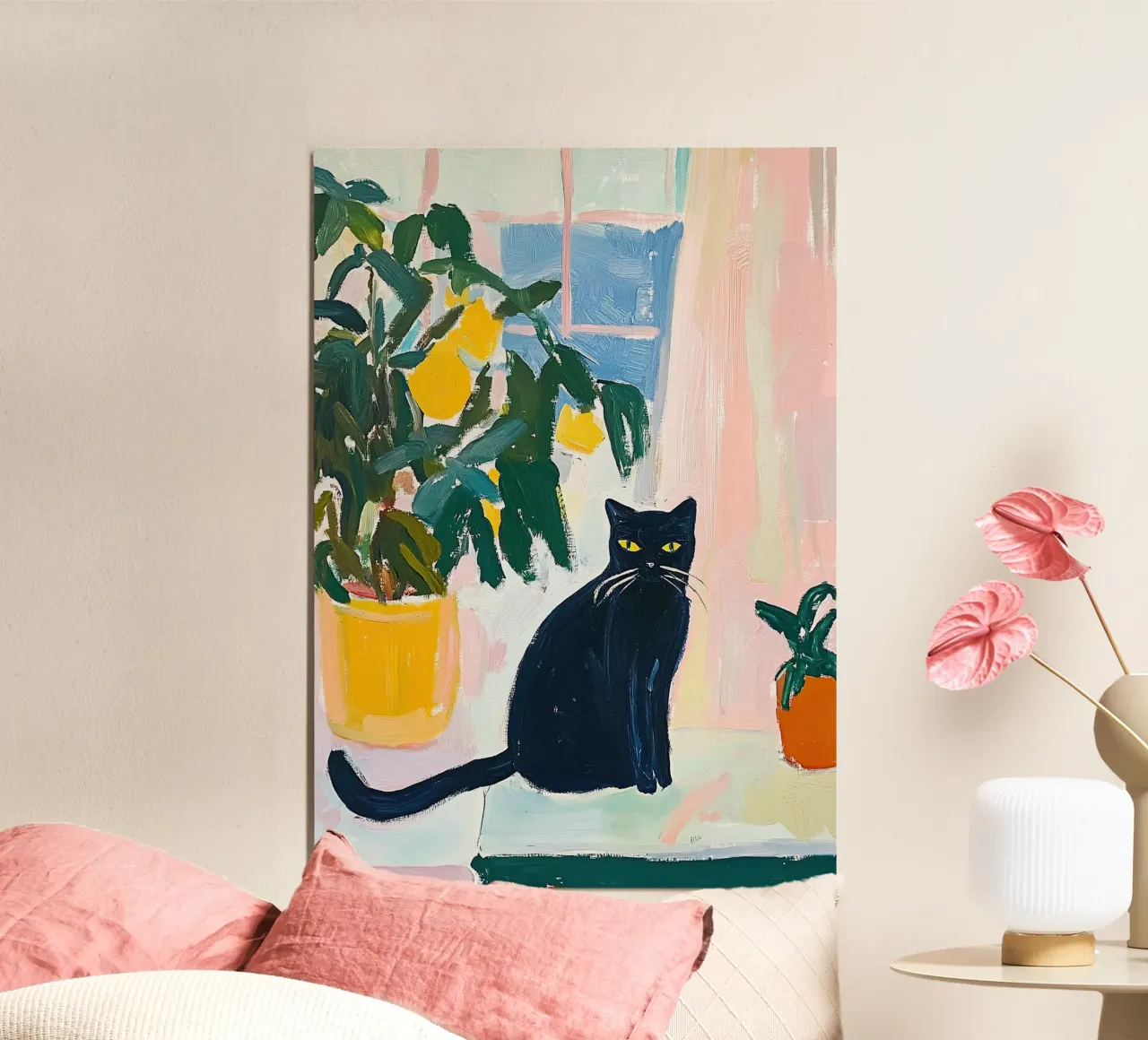 Gatto nero Fauvismo ispirato a Matisse carta hahnemühle da Euphoria Theresa