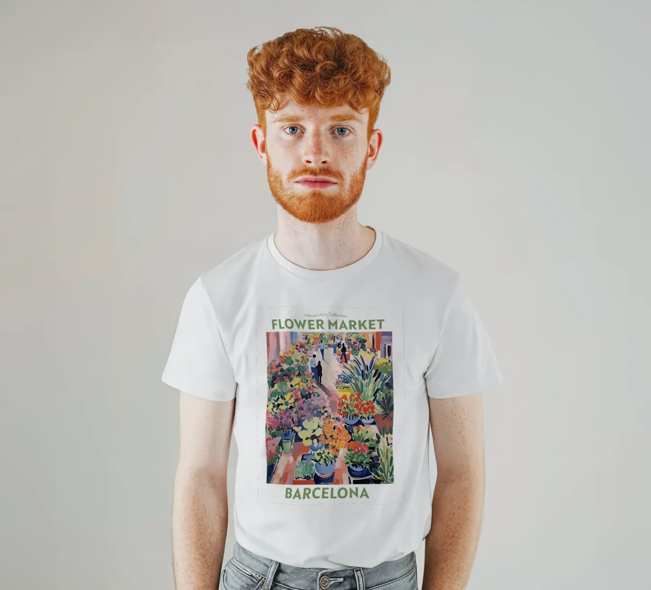Mercato dei fiori - Barcellona, Spagna Viaggio botanico t-shirt da Peaches Art Prints