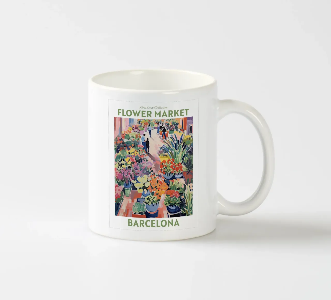 Mercato dei fiori - Barcellona, Spagna Viaggio botanico tazza in ceramica da Peaches Art Prints