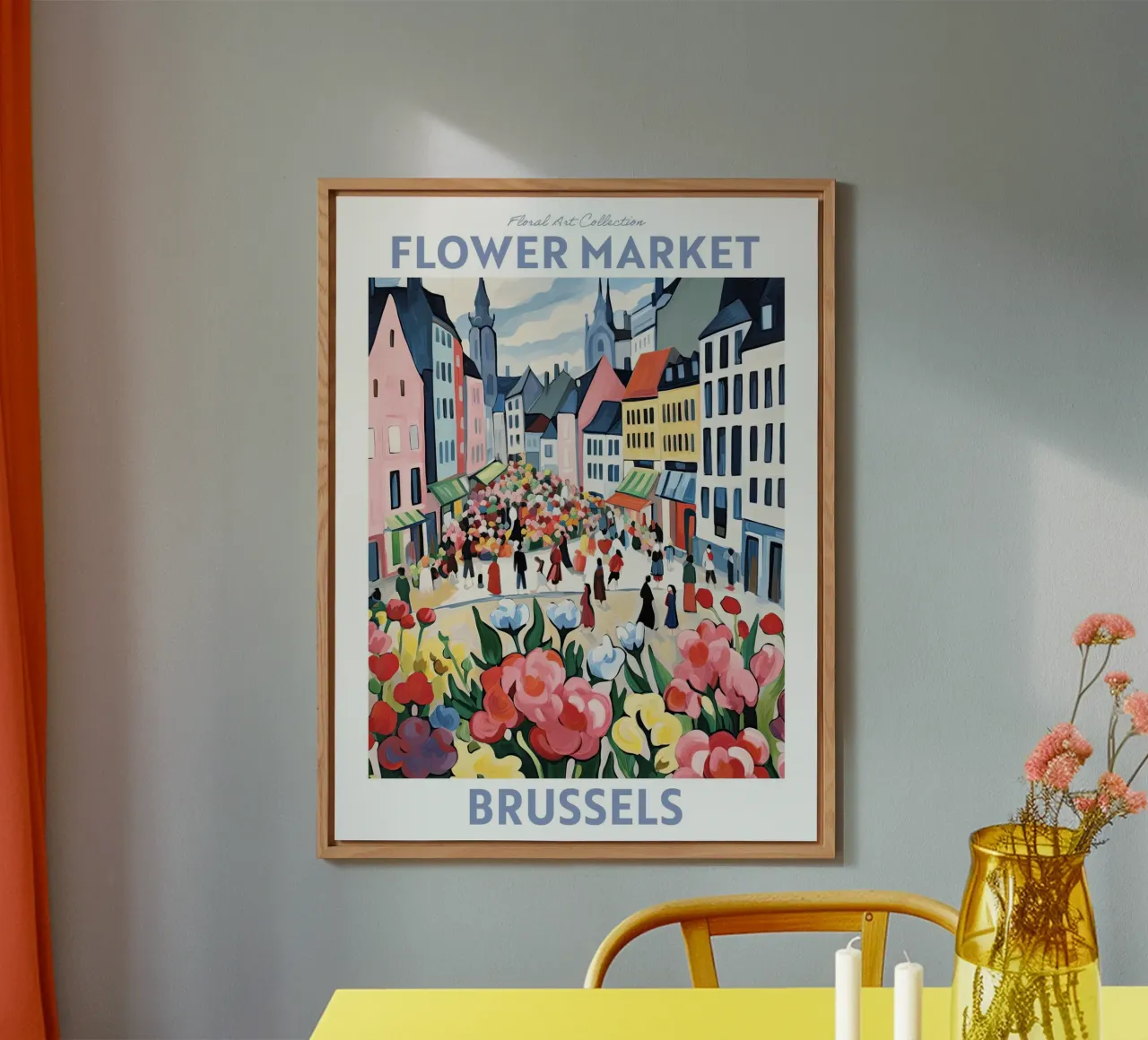 Mercato dei fiori Bruxelles, Belgio Viaggio Botanico alluminio dibond da Peaches Art Prints