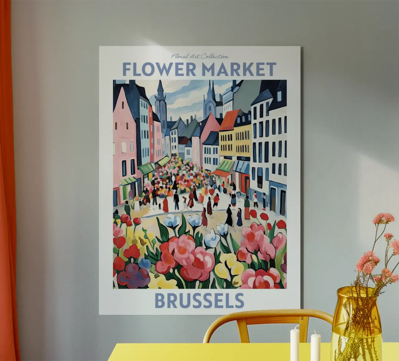 Mercato dei fiori Bruxelles, Belgio Viaggio Botanico alluminio dibond da Peaches Art Prints