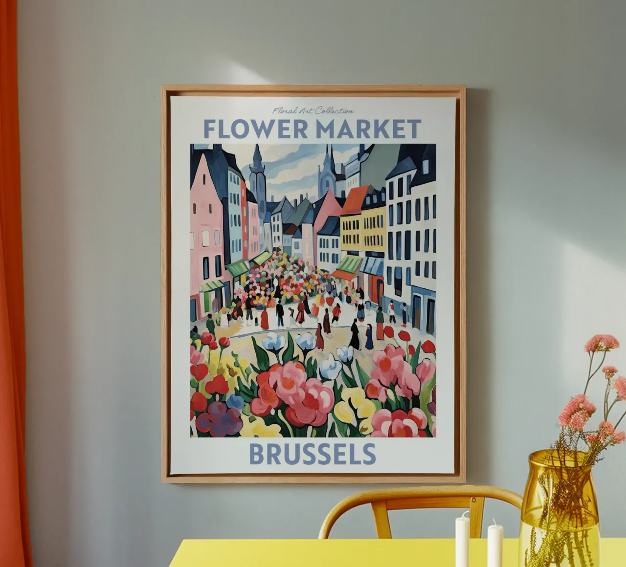 Flower Market Brussels, Belgium Travel Botanical canvas by Peaches Art Prints