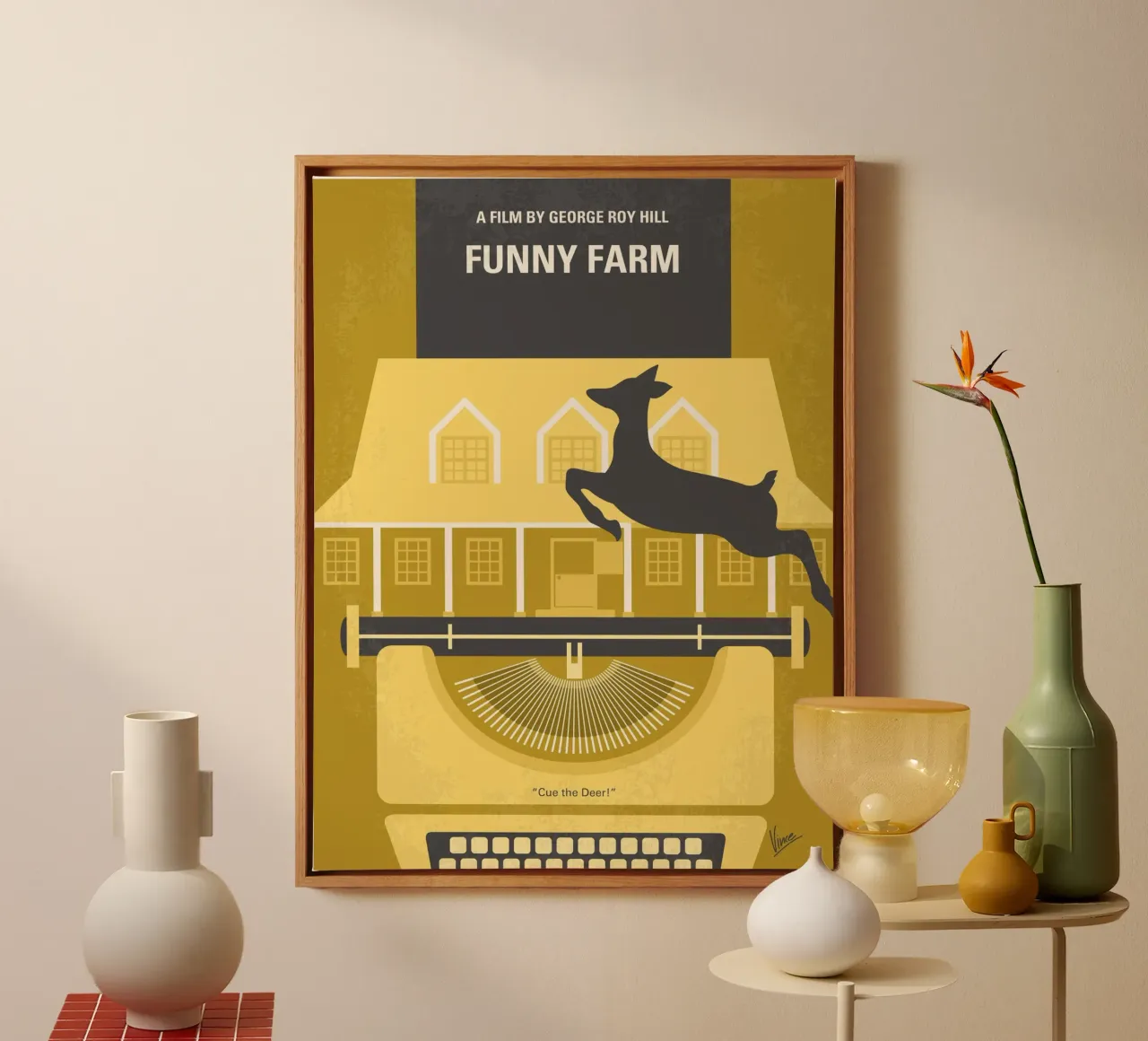 No959 My Funny Farm minimale filmposter canvas met Baklijst van Chungkong
