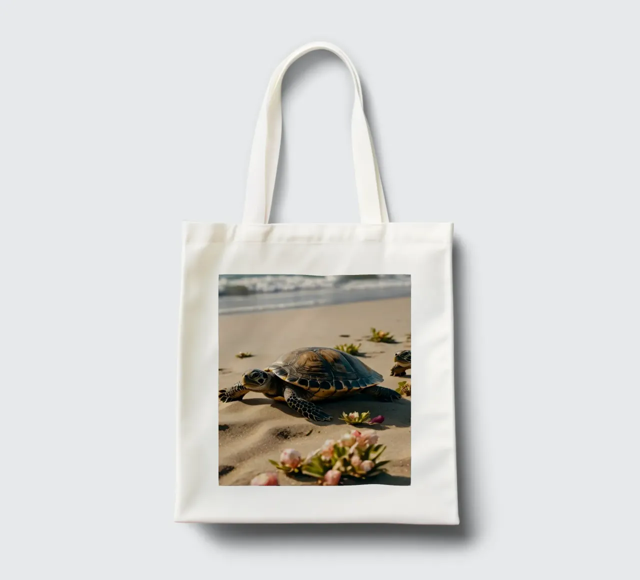 Tartarughe che si dirigono verso l'oceano su una spiaggia assolata borsa in juta da DesignDoodle