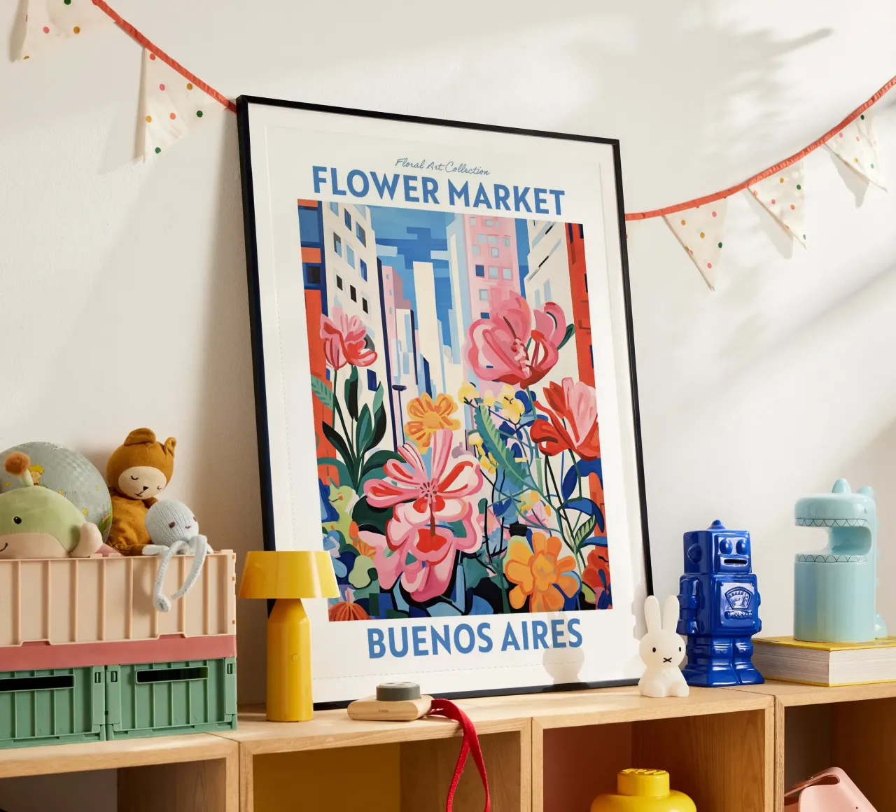 Mercato dei fiori, Buenos Aires, Argentina, Viaggio botanico poster con telaio in alluminio da Peaches Art Prints