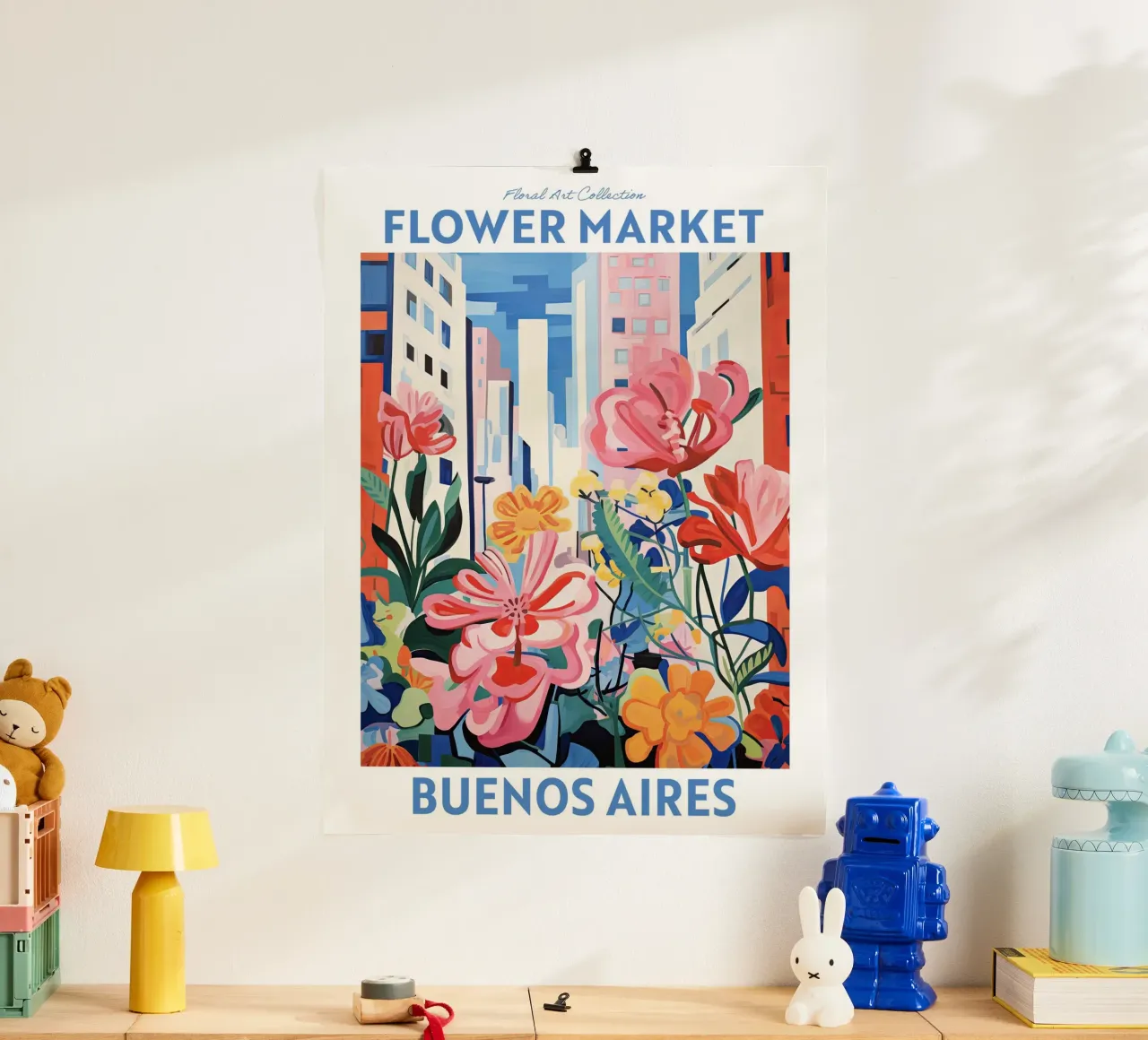 Mercato dei fiori, Buenos Aires, Argentina, Viaggio botanico poster con telaio in alluminio da Peaches Art Prints