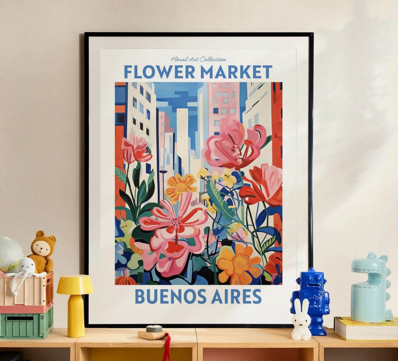 Mercato dei fiori, Buenos Aires, Argentina, Viaggio botanico poster con telaio in alluminio da Peaches Art Prints