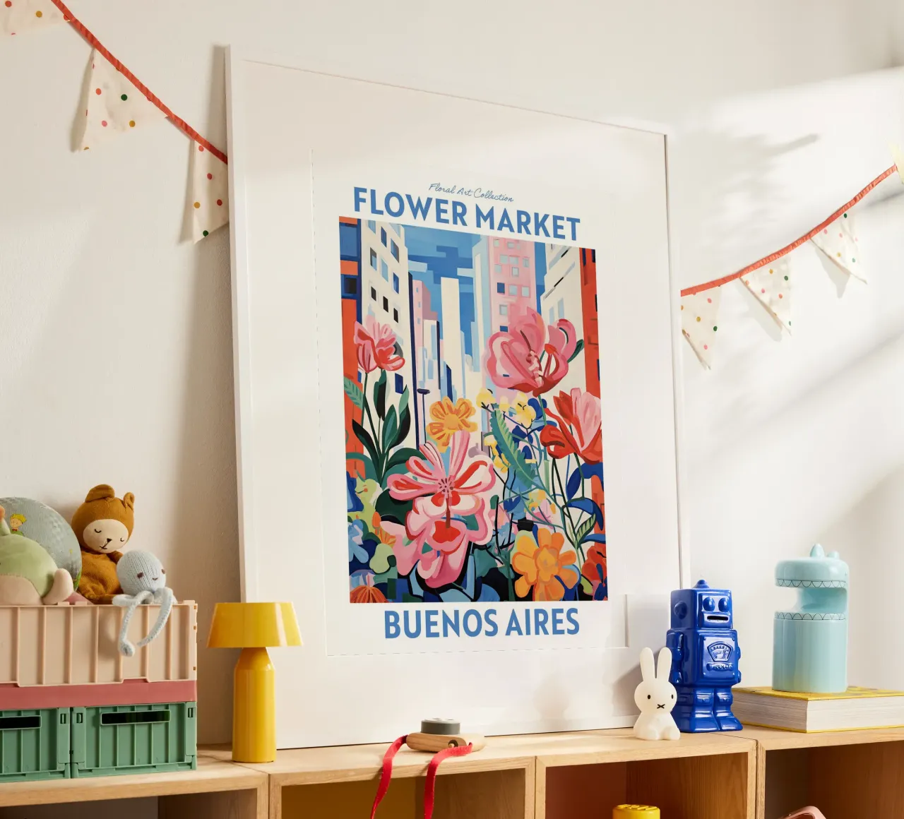 Mercato dei fiori, Buenos Aires, Argentina, Viaggio botanico poster con telaio in alluminio da Peaches Art Prints