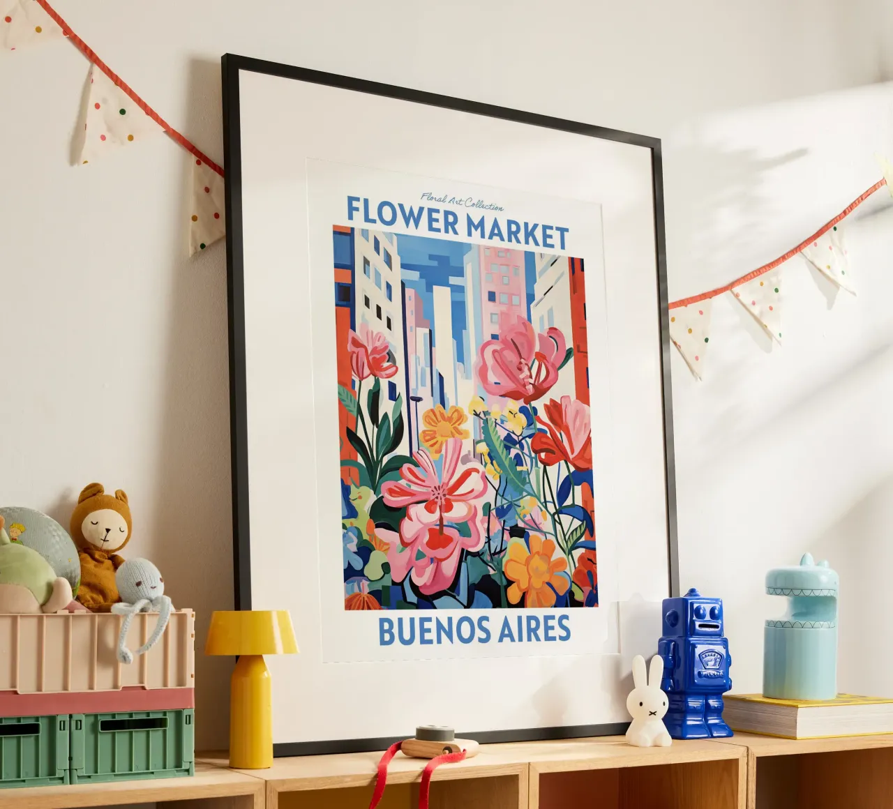 Mercato dei fiori, Buenos Aires, Argentina, Viaggio botanico poster con telaio in alluminio da Peaches Art Prints