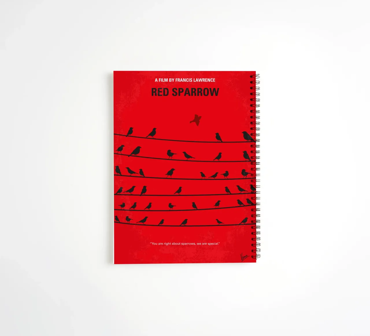 No960 My Red Sparrow minimal movie poster notitieboek met spiraal van Chungkong
