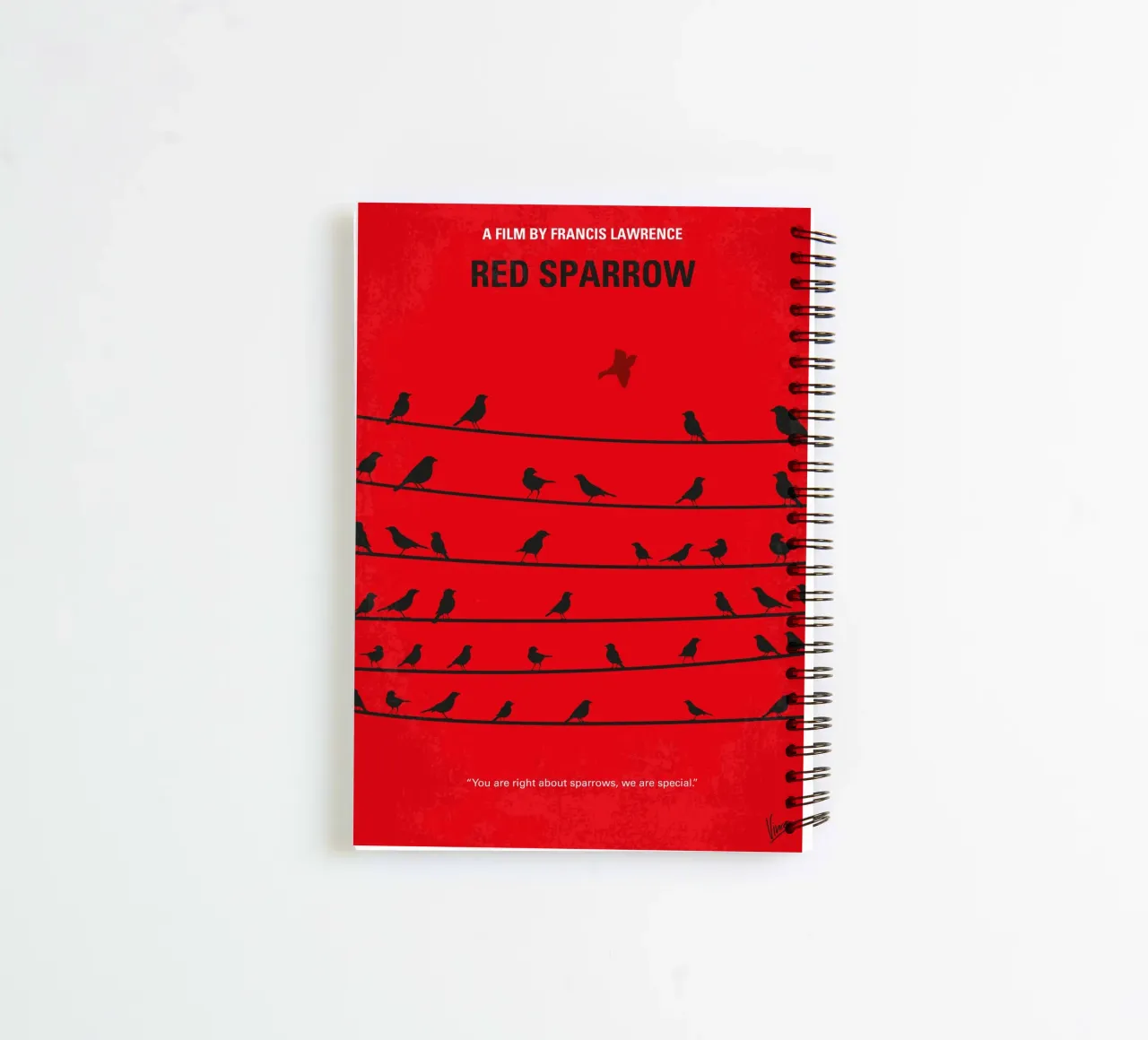 No960 My Red Sparrow minimal movie poster notitieboek met spiraal van Chungkong