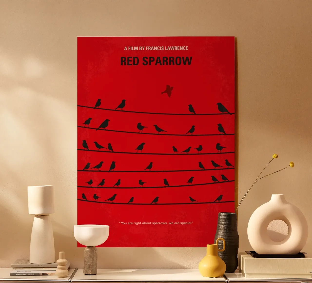 No960 My Red Sparrow minimal movie poster plexiglass da Chungkong