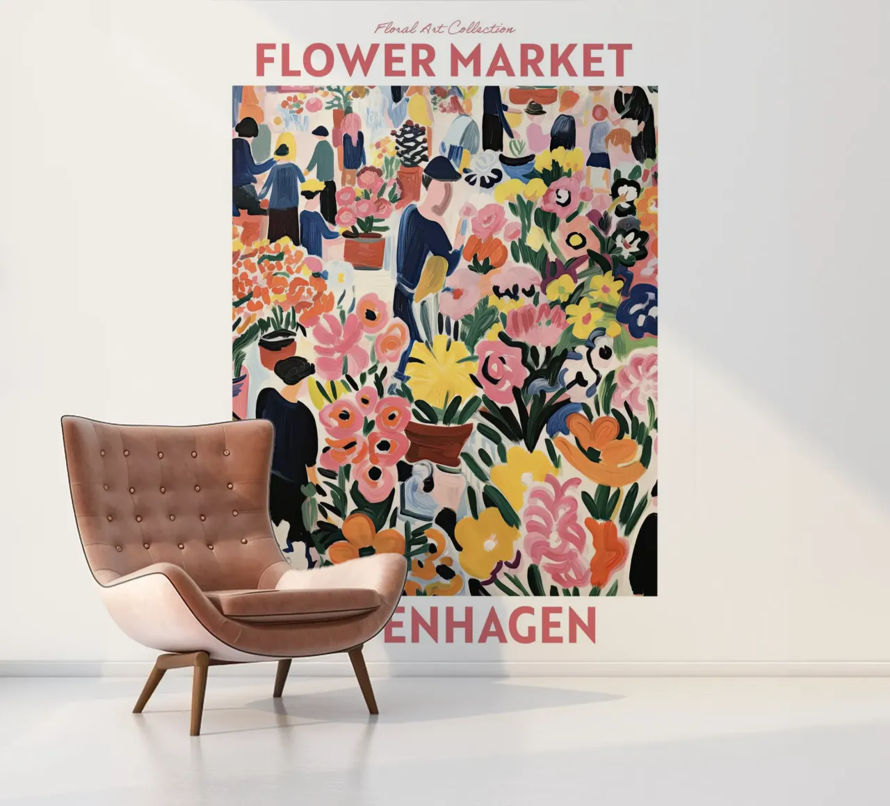 Mercado de las Flores, Copenhague, Dinamarca, Viaje Botánico papel para pared de Peaches Art Prints