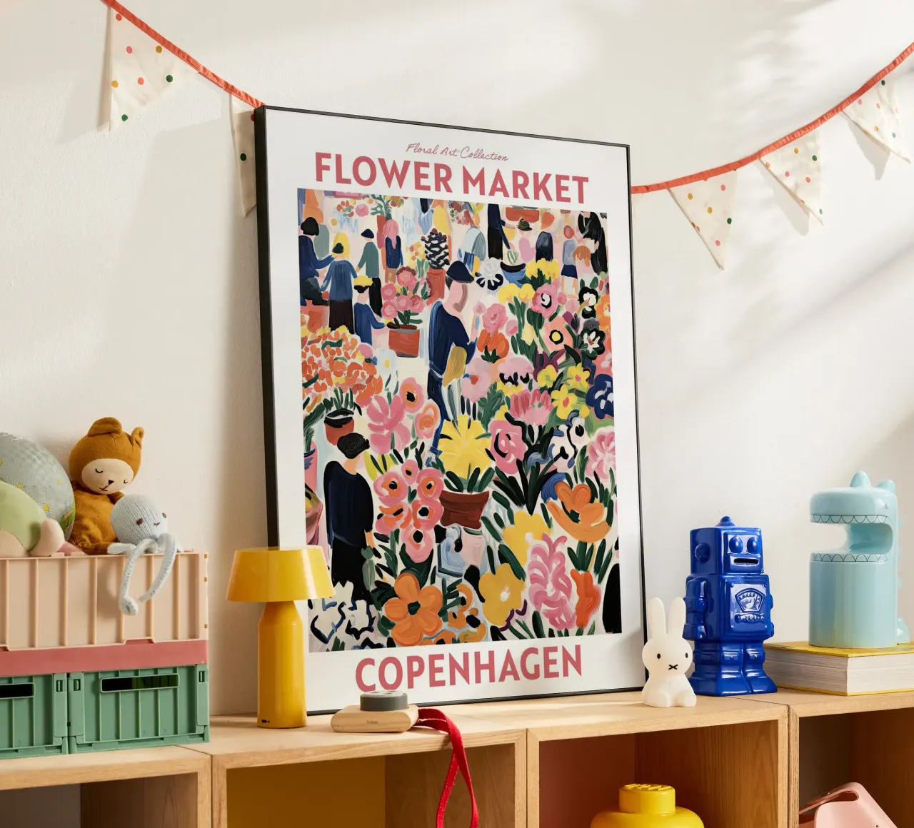 Mercato dei fiori, Copenaghen, Danimarca, Viaggio botanico alluminio dibond da Peaches Art Prints