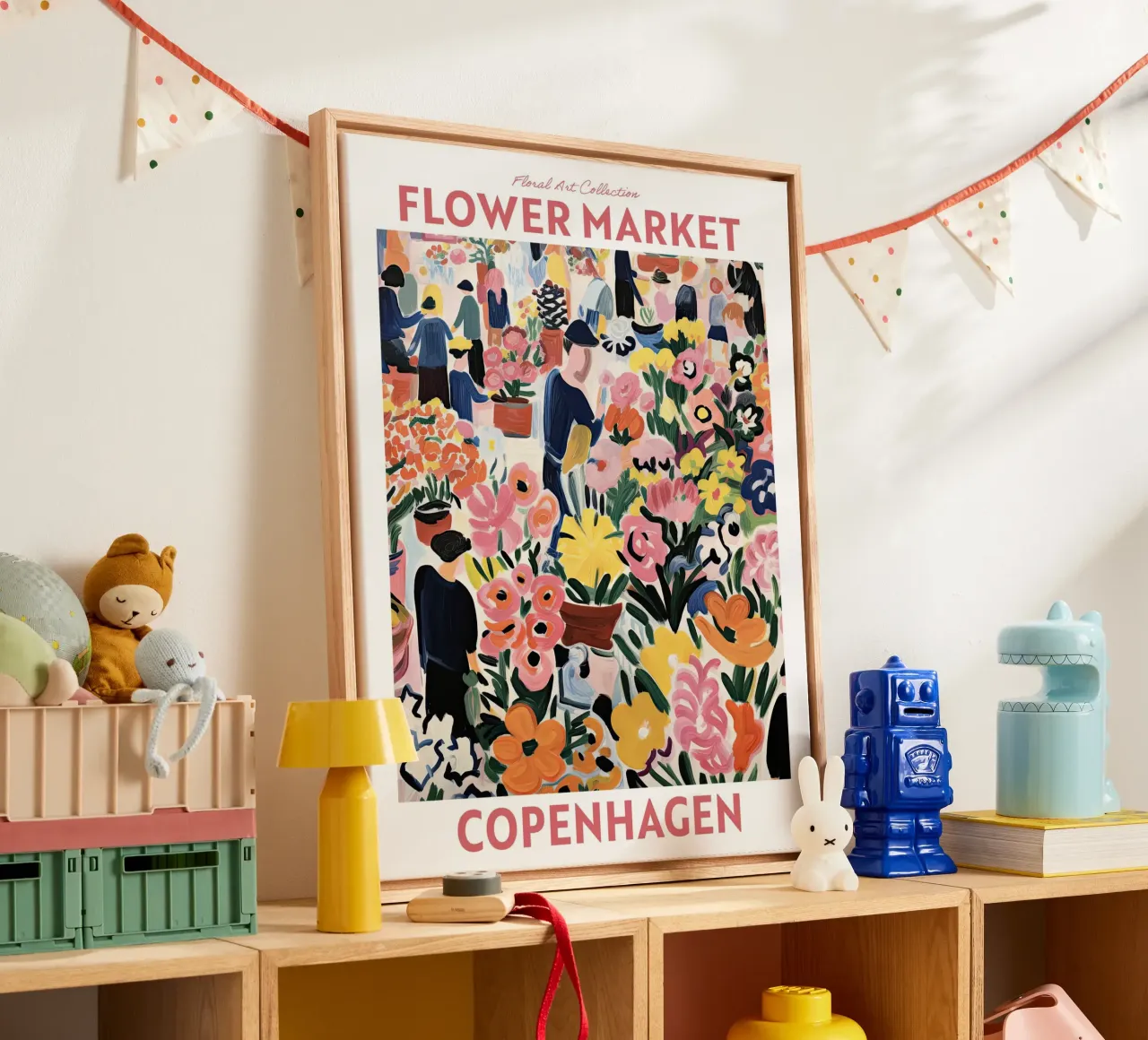Mercato dei fiori, Copenaghen, Danimarca, Viaggio botanico tela da Peaches Art Prints