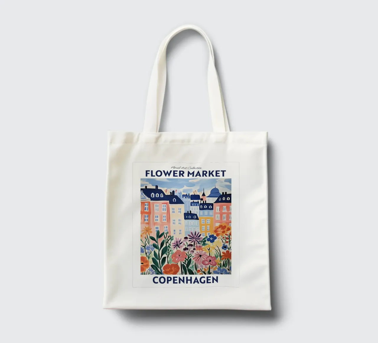 Mercato dei fiori, Danimarca, Copenaghen - Viaggio Botanico borsa in juta da Peaches Art Prints