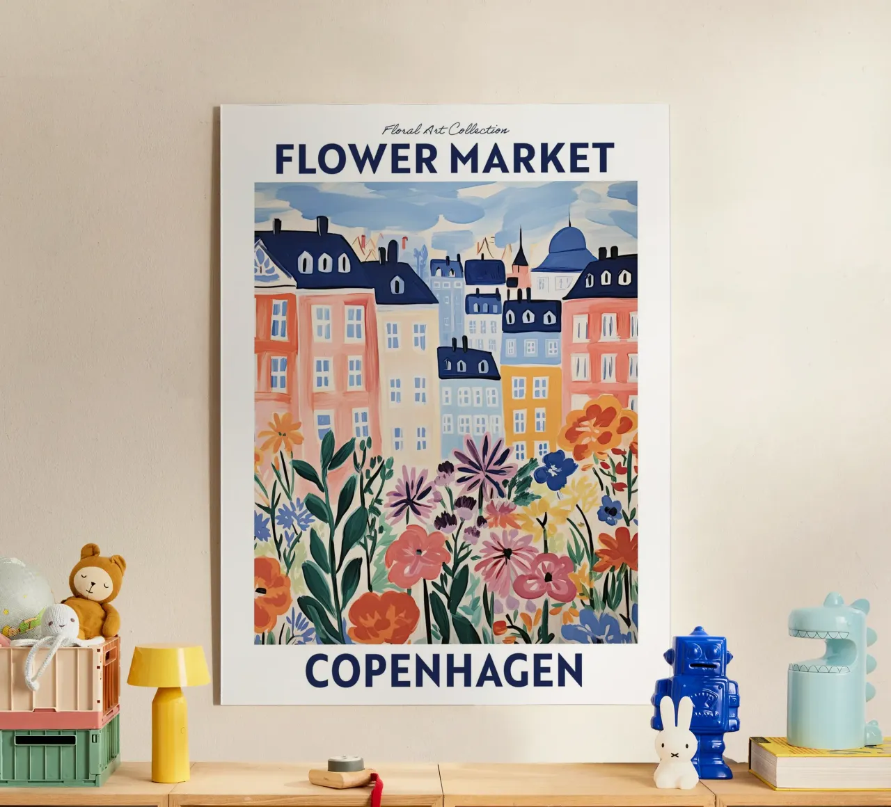 Mercado de las flores, Dinamarca, Copenhague - Viaje Botánico metacrilato de Peaches Art Prints