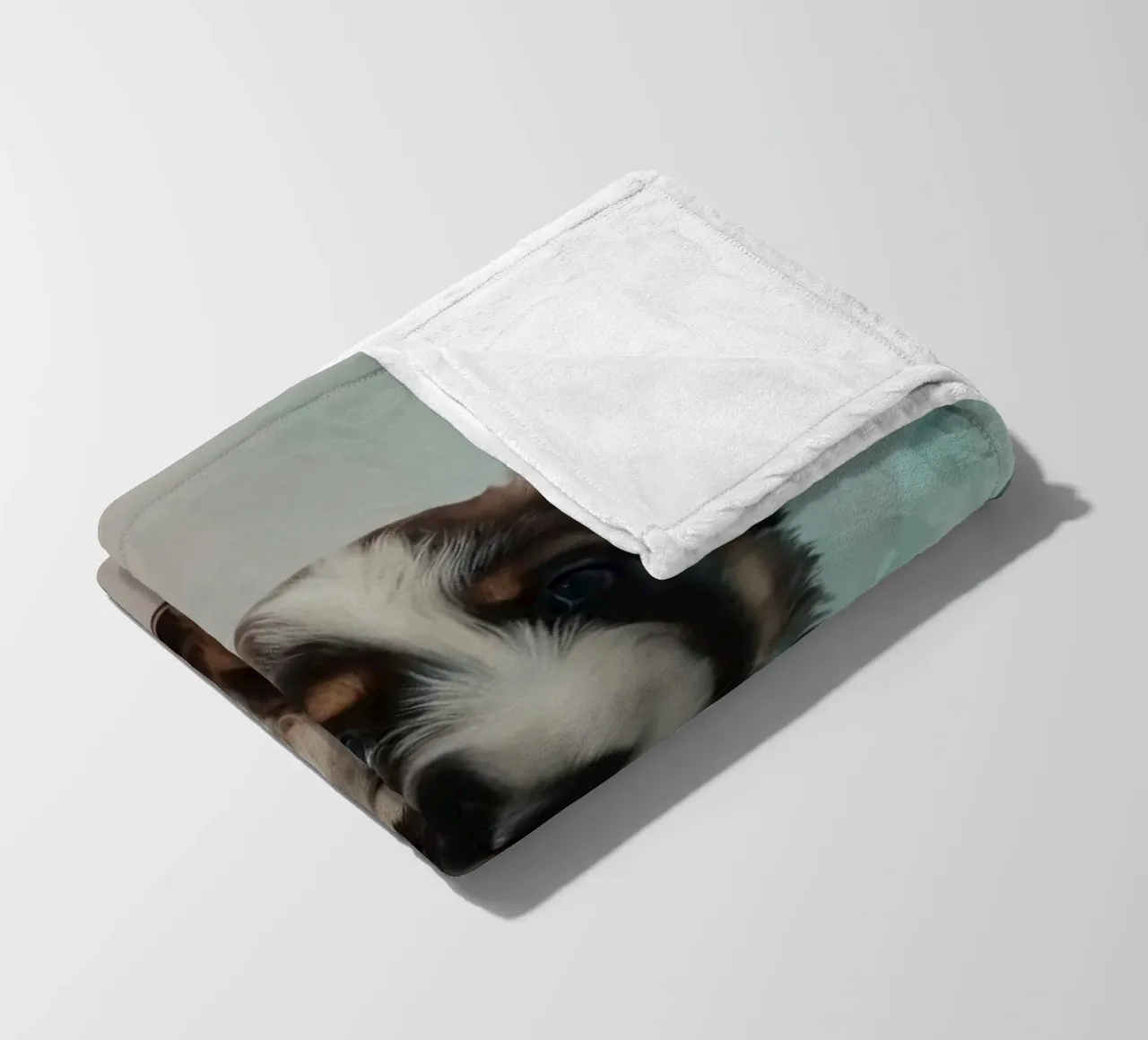 Cute puppy sitting between pastel-colored rocks fleece blanket by DesignDoodle