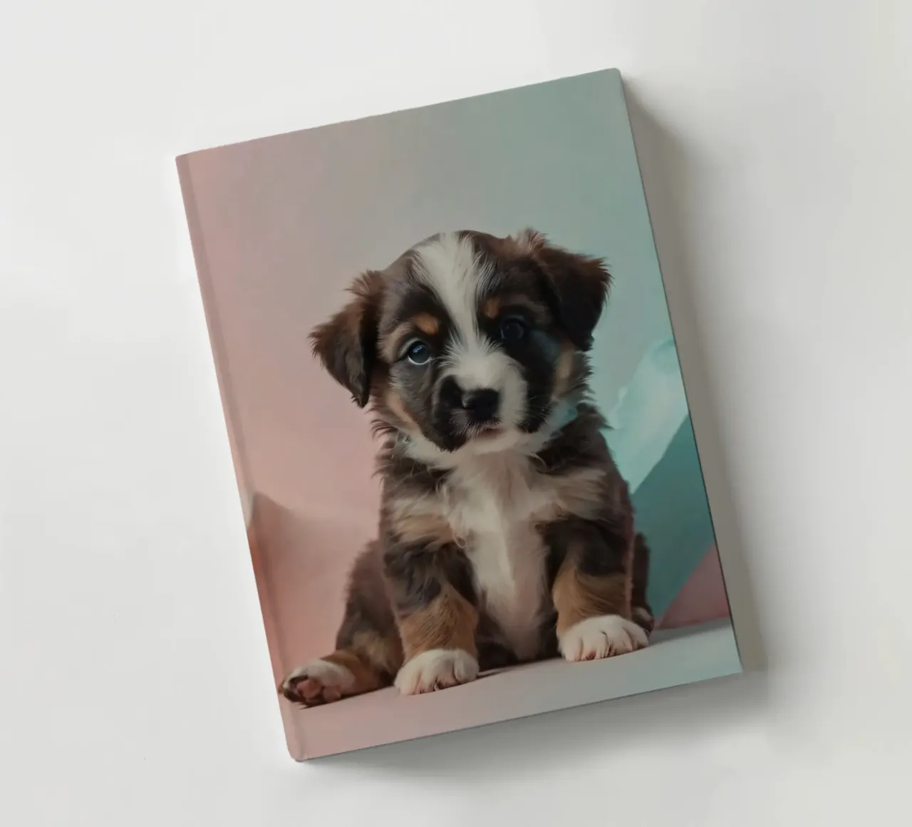Simpatico cucciolo seduto tra rocce color pastello diario da DesignDoodle