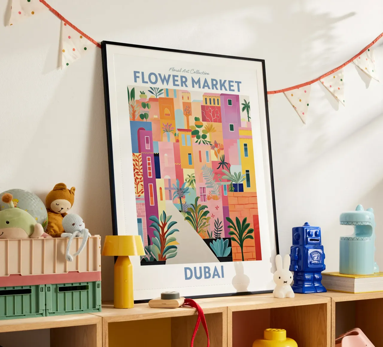 Mercato dei fiori di Dubai, Emirati Arabi Uniti - Viaggio Botanico poster da Peaches Art Prints