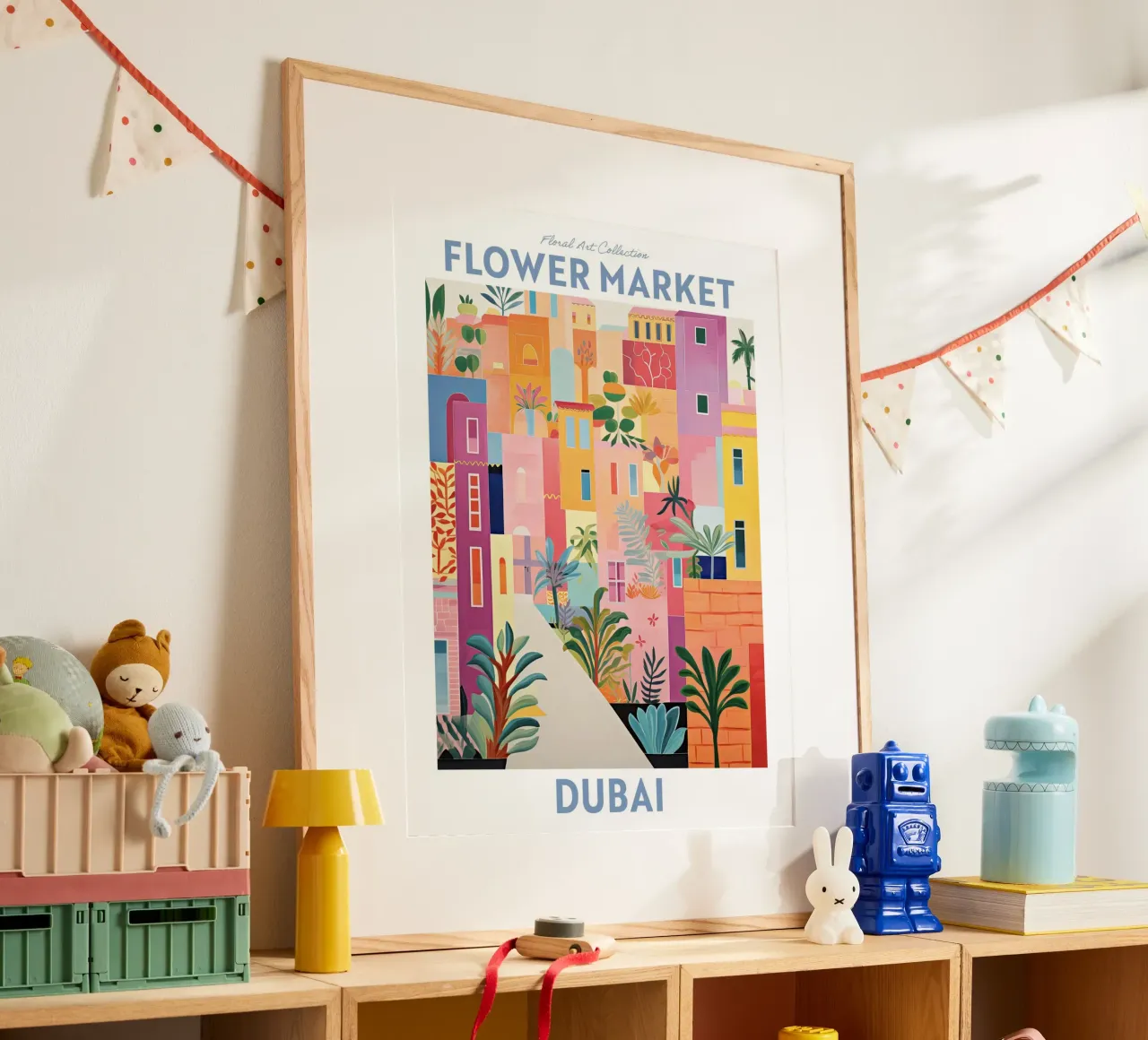 Mercato dei fiori di Dubai, Emirati Arabi Uniti - Viaggio Botanico poster da Peaches Art Prints