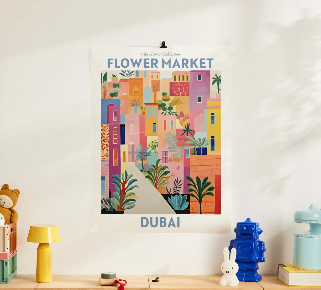 Mercato dei fiori di Dubai, Emirati Arabi Uniti - Viaggio Botanico poster da Peaches Art Prints