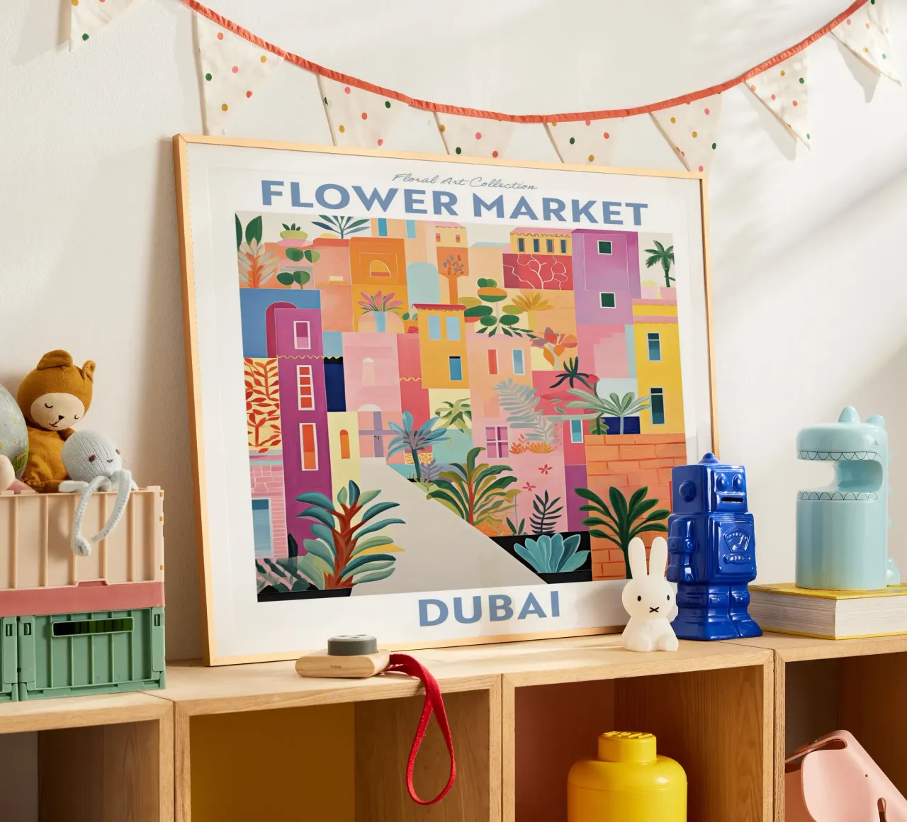 Mercato dei fiori di Dubai, Emirati Arabi Uniti - Viaggio Botanico poster da Peaches Art Prints
