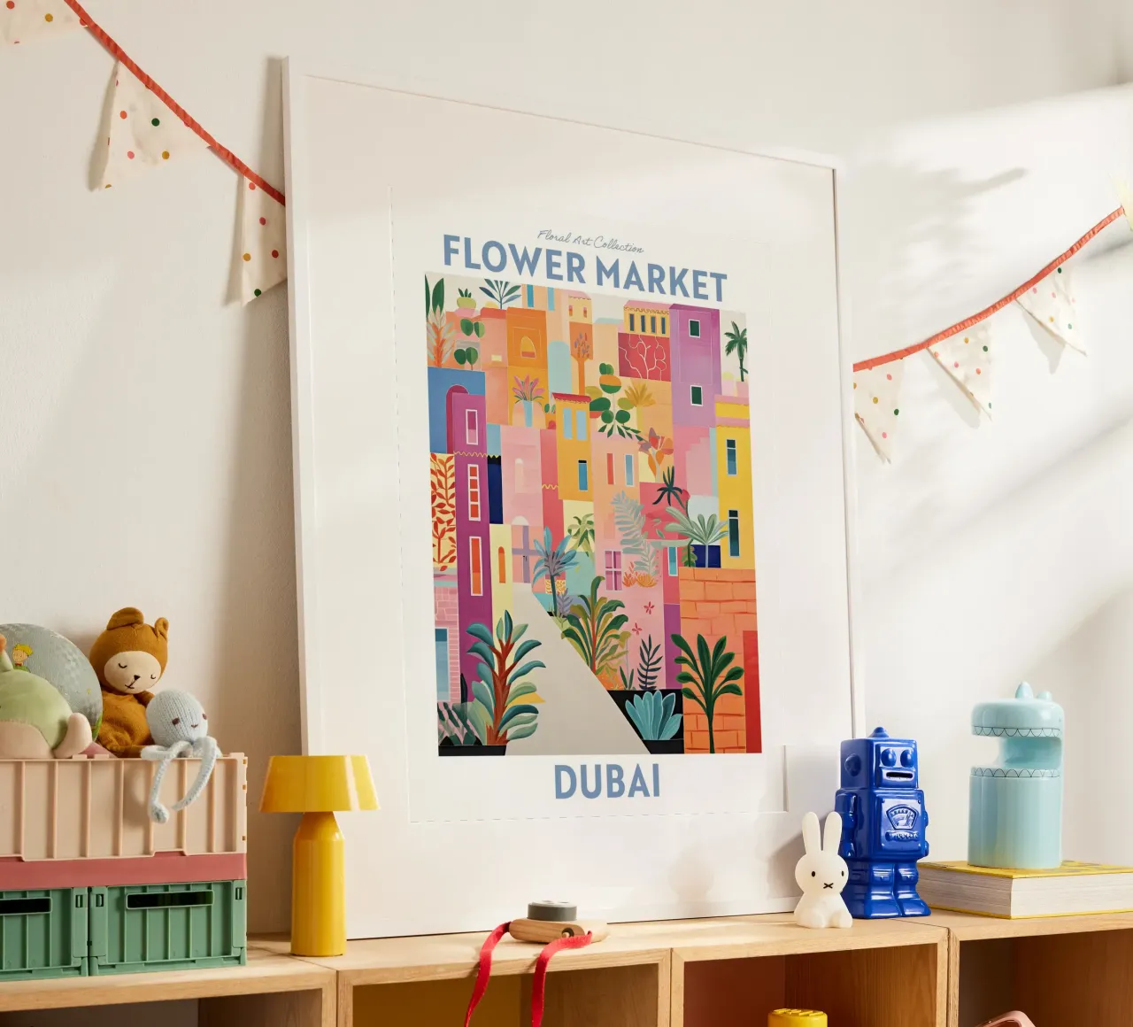 Mercato dei fiori di Dubai, Emirati Arabi Uniti - Viaggio Botanico poster da Peaches Art Prints