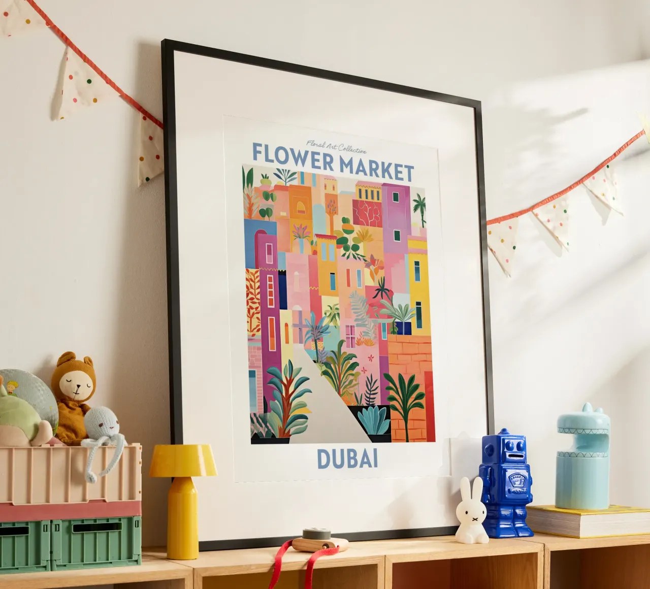 Mercato dei fiori di Dubai, Emirati Arabi Uniti - Viaggio Botanico poster da Peaches Art Prints