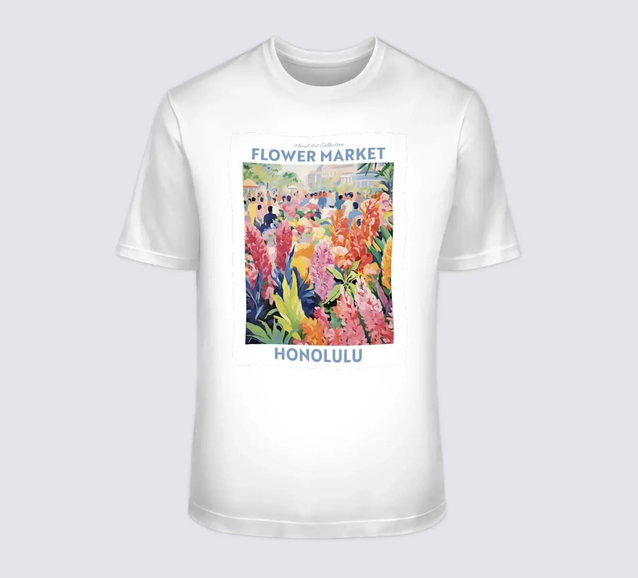 Mercato dei fiori, Honolulu, Hawaii - Viaggio Botanico t-shirt da Peaches Art Prints