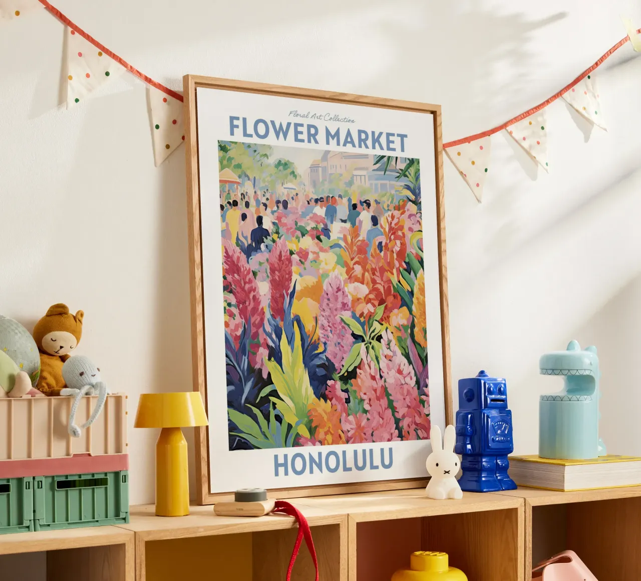 Mercato dei fiori, Honolulu, Hawaii - Viaggio Botanico plexiglass da Peaches Art Prints