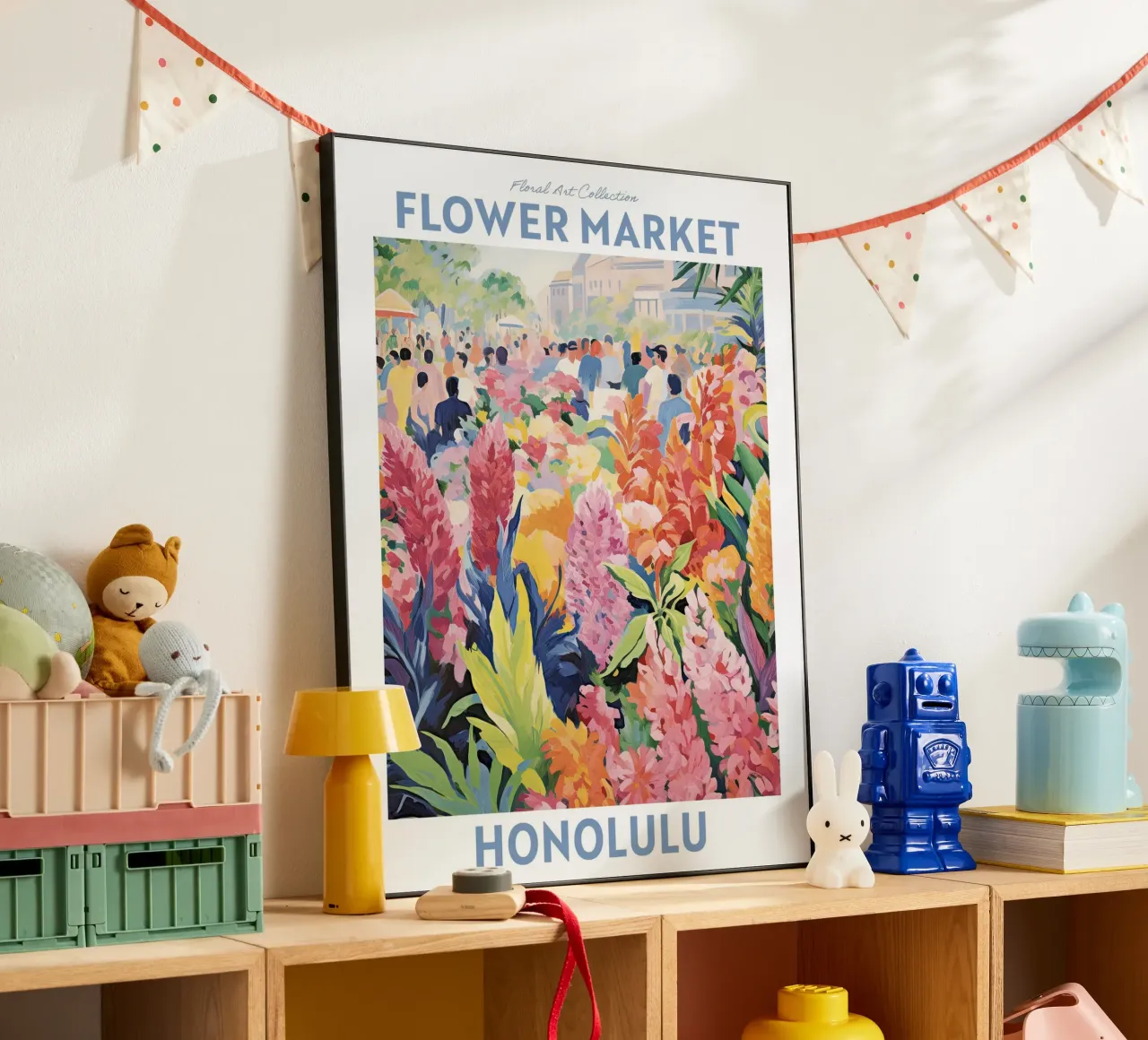 Mercato dei fiori, Honolulu, Hawaii - Viaggio Botanico alluminio dibond da Peaches Art Prints
