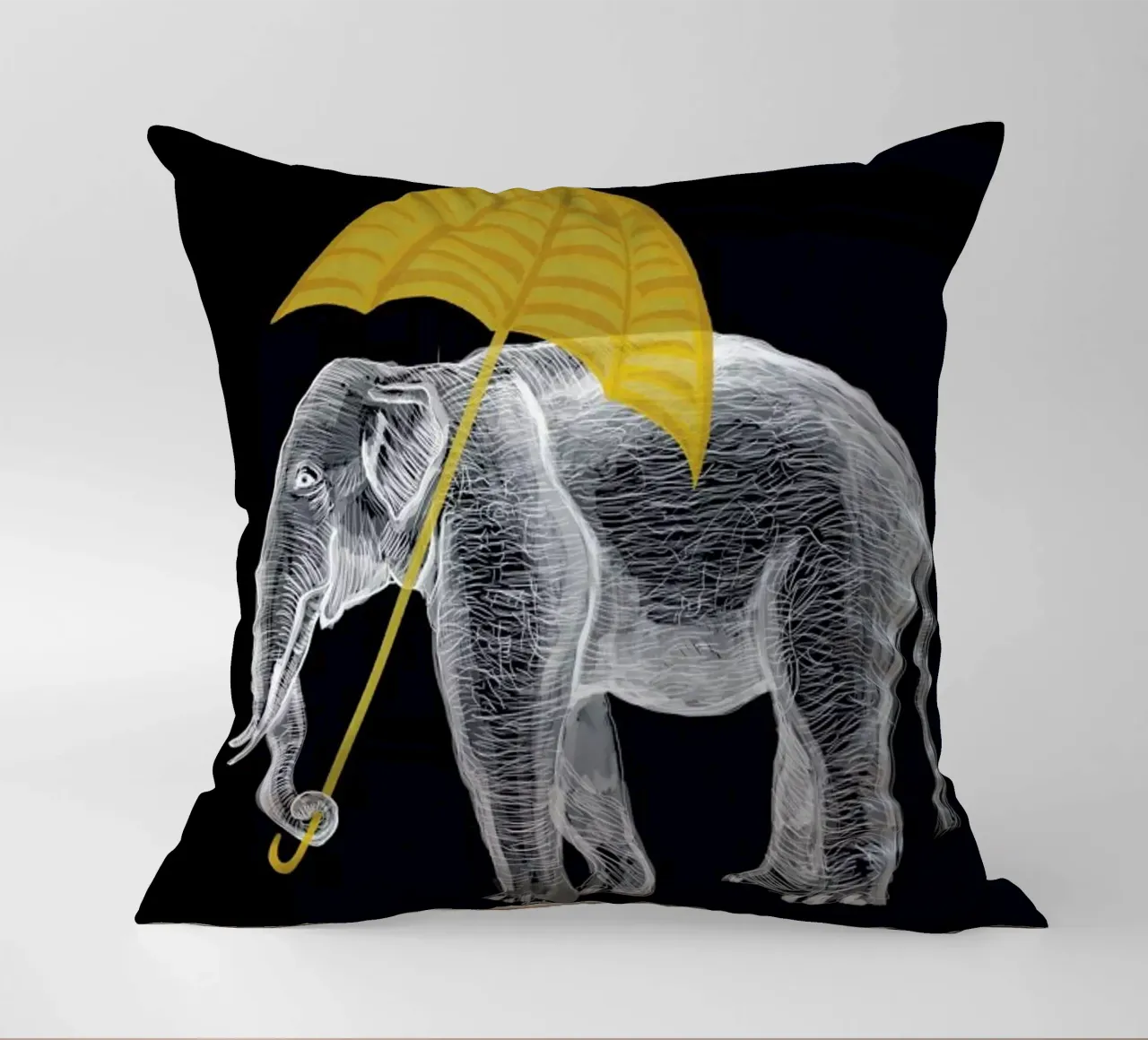 Elephant with Umbrella 2 cuscino da Amalia Restrepo