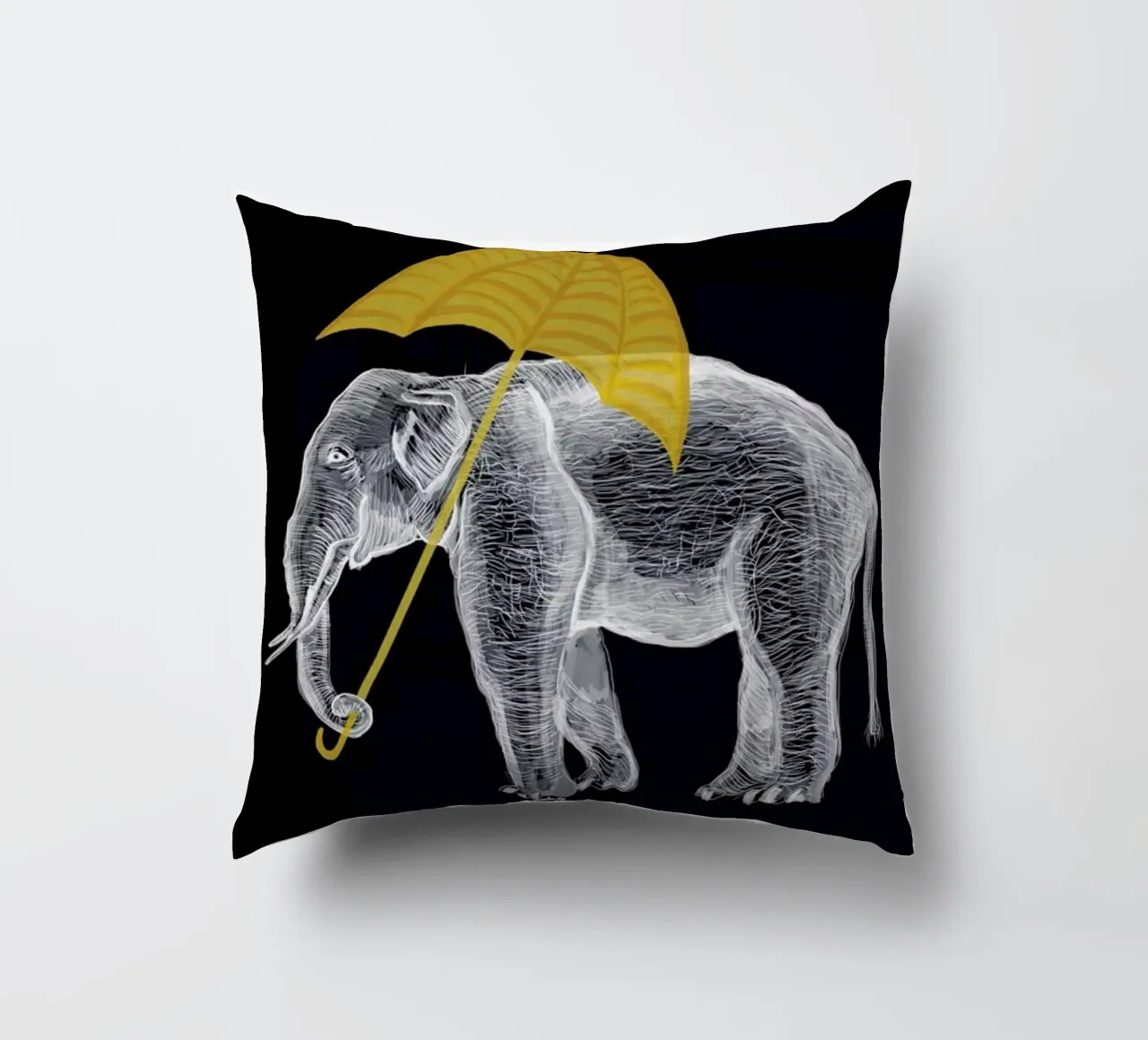Elephant with Umbrella 2 cuscino da Amalia Restrepo
