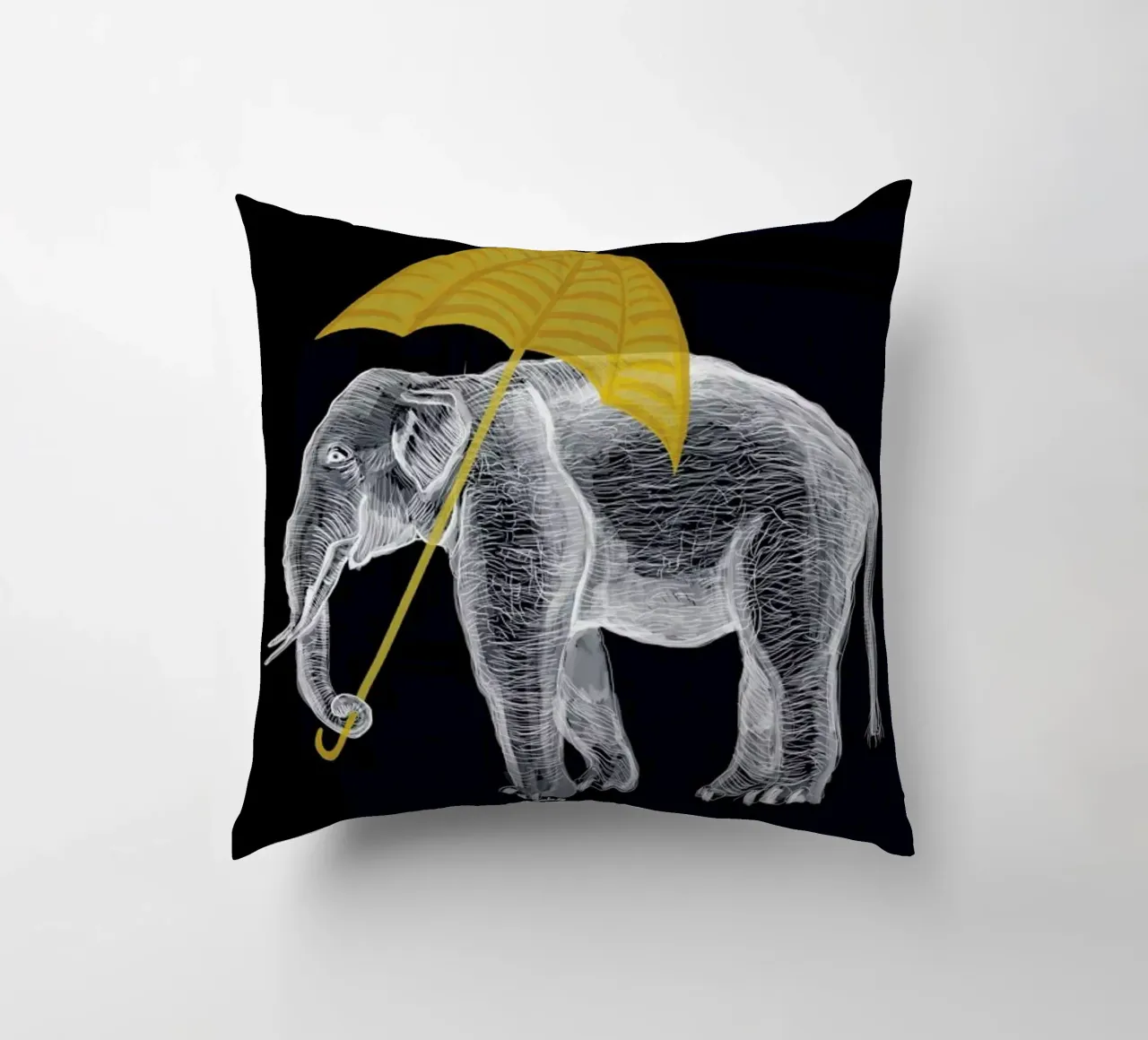 Elephant with Umbrella 2 cuscino da Amalia Restrepo