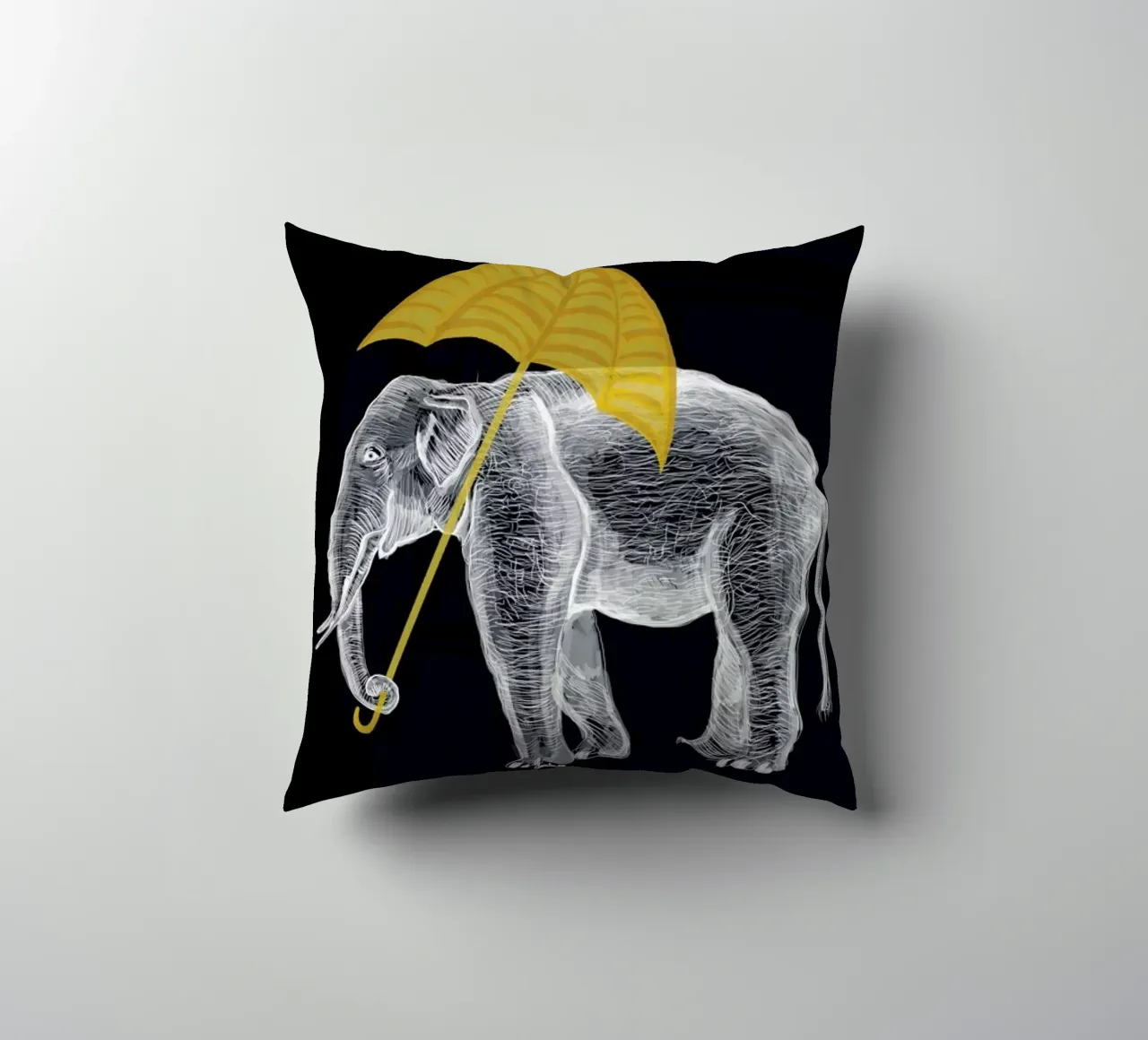 Elephant with Umbrella 2 cuscino da Amalia Restrepo