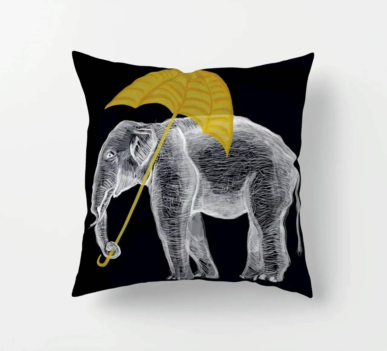 Elephant with Umbrella 2 cuscino da Amalia Restrepo